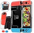 HEYSTOP Coque pour Nintendo Switch Dockable, Étui Nintendo Switch avec Protection Écran Verre trempé avec poignées Couvre Pouce Absorption des Chocs et Anti-Rayures