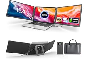 KEFEYA 15,6 Zoll Laptop Bildschirm Erweiterung mit magnetischer Powerbank, 1080P FHD-Dreifachmonitor, Plug & Play für 13-17"-Laptops (Diagonale), HDMI/USB/Hub, kompatibel mit Mac, Windows, Android