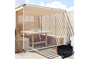 PXZYBD Rideaux De Bâche Transparente Imperméable,Pergola Gazebo Porche Carport Panneaux Latéraux De Bâche Étanche Claire en PVC,avec Porte À Fermeture Éclair,Bâche avec Œillets,W×H-4.6×2.2m(15.1 * 7.2ft)