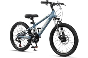 Glerc Skyline 20 24 Inch Kids Mountain Bike for 6-14 Years Old Teenagers Boys and Girls, 21-Speed Bike with Front Suspension and Disc Brakes, Multiple Colors