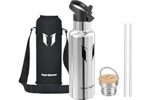 Super Sparrow Stainless Steel Water Bottle – Children's Water Bottle – 500 ml/750 ml/1 L – Standard Mouth Thermal Bottle – BPA Free for Children and Adults, Sports, Office, Yoga, Cycling