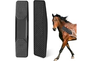 LYNBLY Peine de Masaje para Caballos, 6 en 1 Cepillo de aseo para caballos, Shedding Grooming Massage Cepillo, Para Eliminar El Vello Seco Y de Caballos Y Perros Grandes (Negro)