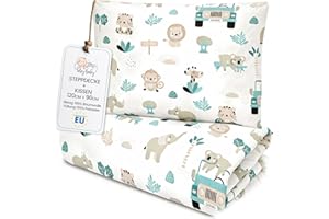 Totsy Baby Couette Enfant en Coton 90x120 Couverture pour Bebe Parure Duvet pour lit bébé 90 x 120 cm et Oreiller 60 x 40 cm Oeko-Tex Afrique