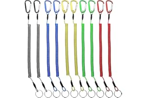 NC Lanière de Pêche,Guador 10 Pièces Porte-Clés en Spirale Extensible Lanière de Porte-clés à Ressort Multicolore sécurité Acier à Cordes à Ressort en Plastique Outil de Pêche