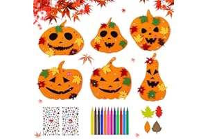 MAIBAOTEMBT Artisanat d'Automne Ensemble d'Enfants, 12 Pièces Citrouille Bricolage Automne pour Enfants, Autocollants en Mousse pour Thanksgiving, Kits Citrouille Feutre D'artisanat pour Craft DIY Ornement