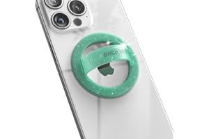 Encased Soporte magnético para teléfono (compatible con MagSafe) anillo de silicona fino para iPhone (purpurina menta)