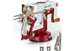 Ikigai Sbuccia Mele - Pela Mela Con Ventosa - Sbucciatore di mele - Sbuccia Mela a Manovella - Pela Frutta - Include 3 lame di ricambio