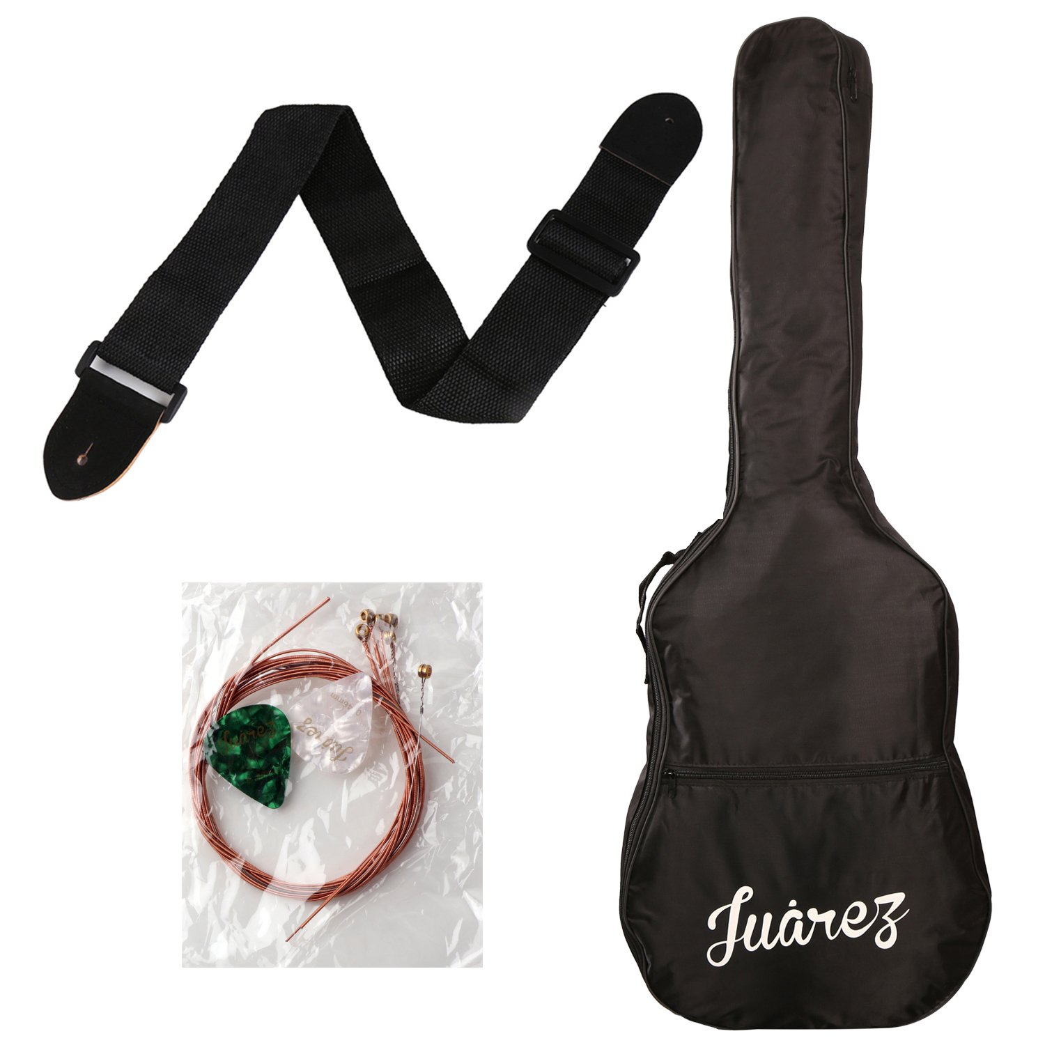 JUAREZ Linden Wood Acoustic Guitar, 38 inches Cutaway, 038C with Bag, Strings, Pick and Strap, Black - Image 9