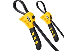 Toolwiz Ensemble de Clés à Sangle , Clé à Sangle Réglable en Caoutchouc, 2 Pièces de 150mm et 100mm, Ceinture en Caoutchouc Renforcée pour Plombiers de Tuyaux, Filtre à Huile, Ouvre-Bocal