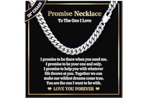 FLHEART Mens Chain Necklace Gifts for Men - 8mm Cuban Chain Necklace I Love You Gift for Him, Men's Jewellery Present for Man Husband Boyfriend Dad Birthday Valentines Day Promise, Mens Gifts Father's Day