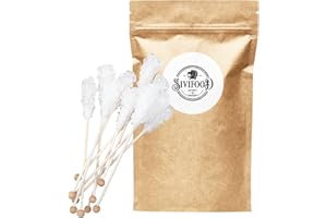 ‎SIVIFOOD SPIRIT - OF - ORIENT SIVIFOOD weiße Kandiszucker Sticks Natur 25 Stück Vorteilspack - natürlicher weißer Kandis am Stiel für Tee Zucker am Stab Kandissticks zum verschenken Geschenk Dekoration Weihnachten Kristallzucker