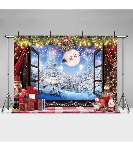 Polar Train Christmas Photography Backdrop - 7x5ft Winter Holiday Photo Booth Background