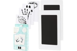 Pearhead Kit de huellas de manos y pies de bebé recién nacido, almohadilla de tinta limpia al tacto con tarjetas de impresión, segura para la piel, recuerdo perfecto para la familia, sin ácidos, negro