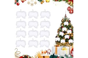 Sunshine smile Navidad Alas de Ángel, Decoraciones navideñas Blancas, ángel de ala de Plumas, Alas de Plumas de Ángel, Pluma ala Decoración, Alas de Plumas de Ángel de Navidad (Blanco 12)