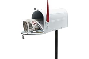 WILTEC Buzón correo US Mail diseño americano blanco pie apoyo soporte pedestal cartas vintage retro metal