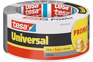 tesa Cinta Adhesiva Universal Extra Power - Celo Adhesivo con Fijación Extra Fuerte - Cinta Multiusos Versátil para Reparaciones, Fijación, Sellado y Más - Gris - 1 Rollo - 30 m x 50 mm