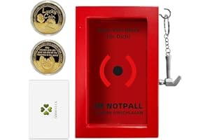 CIYIN Rotes Holz-Notfallset mit Einer Kleeblatt-Glücksmünze und einem Hammer，Geeignet als Geschenk für Prüfungen, Neujahr, Weihnachten und Geburtstage，Das perfekte Glücksgeschenk (Goldene Münzen)