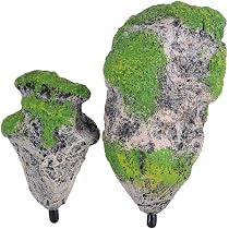 Artificial Floating Moss Rock For Aquariums - Resin Suspended Stone Decor With Suction Cups