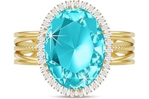 Linawe Falscher Diamant Ringe Frauen, Moissanite Damenring Modeschmuck Jewelry, Ring mit Stein Verstellbar Fingerring, Statement Ring Schmuck aus Gold/Silber