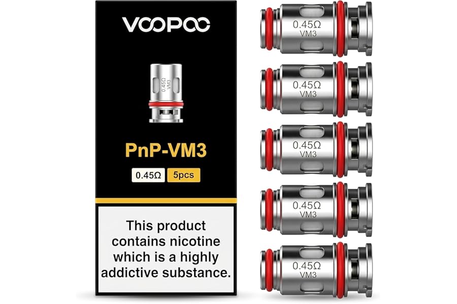 VOOPOO PNP Replacement Coil VM3 0.45 Ohm [Pack of 5] - Mesh Atomizer Head for DragX/DragS/Drag4/Argus/ArgusPro Kit, PnPPod Tank, Massive Vapour, No Nicotine