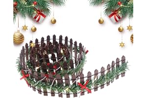 QIZEROTY Clôture miniature de village de Noël, petite clôture pour arbre de Noël - Clôture décorative,Accessoires de jardin féerique de décoration de fête avec lumière LED en bois pour, décoration de maison d