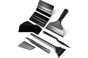 FOSHIO Kit de Films adhésifs pour vitres Auto de Teinte, Kit Covering Outils de Film de fenêtre de Voiture Vinyle, Raclettes en Caoutchouc, Raclette en Feutre, Couteau Utilitaire, Mini-raclettes