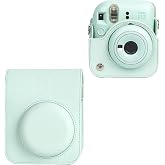 Breatoi PU Leather Camera Case for Mini 12 – Rainproof, Soft, and Stylish in Mint Green with Adjustable Shoulder Strap (Camer