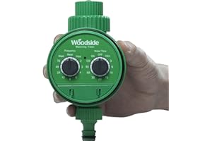 Woodside Automatic Electronic Water Timer For Garden/Plant Watering Irrigation System - 1 to 120 Minute Run Time, 1 Hour to 1 Week Frequency Option