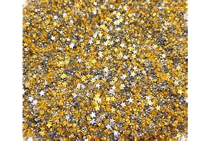 SONSMER Christmas Sprinkles Fancy Sugar, Sparkly Sugar Crystals and Edible Glitter stars, Gold Grey Multi-Colored Blend, For Baking, Dessert Decorating, and Cocktails, Unicorn Breath (Gold)