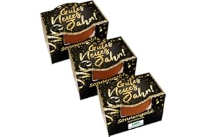 Bull & Bear 3er Mini Pflanzset 'Gutes Neues Jahr' mit Sonnengold Samen im Topf 4,5cm, Sonnenblumen Anzuchtset mit Pflegeanleitung