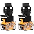WANGCL 2PCS Rotary Switch, 22mm Round Select Knob Waterproof Rotary Selector Switch 2 Positions NC + NO Self-Locking
