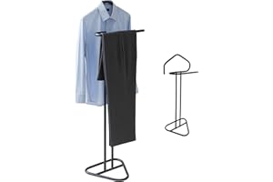 MAKA CHANGE YOUR LIFE QUALITY MAKA Servo Muto da Camera in Metallo, Porta Abiti Alto 110 cm, Omino Appendiabiti da Camera Letto, Uomo Morto Appendiabiti, Porta Vestiti per B&B, Hotel, Ostello, Indossatore Abiti da Terra (Nero)