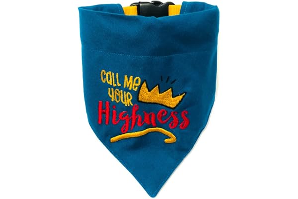 That Dog In Tuxedo nylon Call me Your Highness Dog Bandana/Dog Scarf with Adjustable Dog Collar (Size XL) Blue, 1 count
