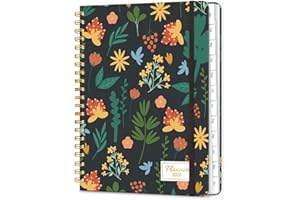 LONELY OAK 2026 Diary A5 Week to View, Spiral Bound Weekly and Monthly Agenda Planners with Tabs, Daily Calendar 2026 Planner from Jan. to Dec., Hardcover Habit Tracker Journal 6.18" x 8.5" (Orange Flower)