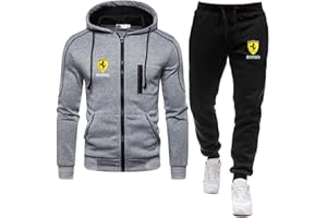 CFRSANM Survêtement Homme, Ensemble De Jogging Fer-R_Ari 2 Pièces À Capuche, Veste Zippée avec Capuche Et Poches, Pantalon De Sport + Sweat À Capuche