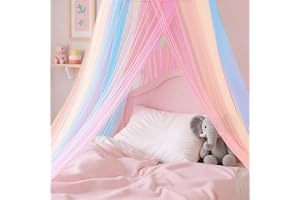 Huiguli Regnbåge Sänghimmel, Kupoldesign Myggnätshimmel, Sängmyggnät, Resmyggnät för Säng, Sängmyggnät för Flicka 60 x 250 x