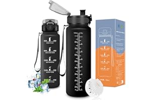 Vikaster Botella agua, 500ml/1000ml/1500ml Botella, Sin BPA, Botella de agua repetida, para Niños, Running, Bicicleta, Deporte, Gimnasio