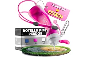 ASSURE AURA Botella Pipi Perros 320 ml Violeta – Accesorio Portátil para Limpiar el Pipí de tu Perro – Botella de Agua con Mosquetón y Cuerda Ajustable – Silicona Reutilizable – Marca Española Ideal