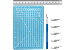 DEANKEJI Tappetino da Taglio, A5 Tappetino Taglio (22 x 15 cm), Cutting Mat con Righello e Bulino in Acciaio, per Tagliare, Cucire, Rifilare, Incidere (Lato Singolo)