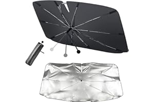 GENERICO YNP Ombrello Parasole Auto Parabrezza Interno Anteriore - Modello 2025 con Manico pieghevole - Accessori Auto Protezione Raggi UV - parasole per auto 140X80 CM