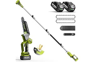 Supstable Mini Motosega a Batteria Telescopica 8000 mAh, 8 Pollici Motoseghe con Asta 4,8m, Potacorte Elettrico Brushless con Manico Telescopico, Velocità Catena 10m/s, Sega per il Taglio del Giardini