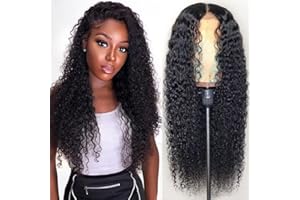 MUABY 4x4 Kinky Curly Lace Frontal Wigs Human Hair for Black Women 4x4 Pelucas Mujer Pelo Natural Humano Rizado Pelucas Cabello Natural Color Negro Natural 18 Pulgadas