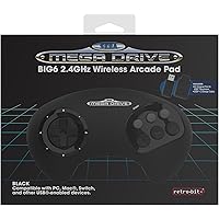 Retro-Bit BIG6 2.4 GHz SEGA Mega Drive Wireless Arcade Controller Pad for SEGA Mega Drive Original/Mini, Switch, PC & Mac - B