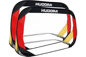HUDORA Conjunto De 2 Porterías De Fútbol Plegables I Set de Porterías de Fútbol Plegables para Niños y Adultos I con Bolsa de Transporte & Estacas I para Jardín, Parque & Playa