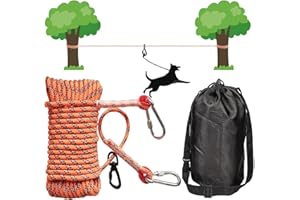 TUAHOO Dog Tie Out Cable Running Leash Trolley System, 50 ft Tie Out Runner for Dogs Up to 300 Pound, Reflective Dog Lead Line for Yard Outdoor and Camping