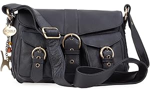 Catwalk Collection Handbags - Skórzana Torebka Crossbody dla Kobiet - Średnia Torba Listonoszka - Wiele Kieszeni - Louisa