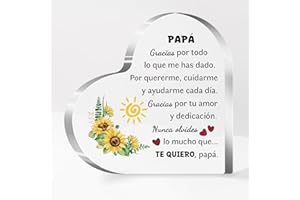 FCZIVA Papá Corazón Acrílico Placa Adornos Hombres Día del Padre Regalos Escritorio Letrero Girasoles Personalizado Decoración Hogar Jubilación Apreciar Recuerdo Papá Gracias por Todo lo que Me Has Dado
