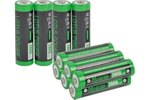 LOTUS POWER 10 sztuk baterii Ni-MH AA do ponownego ładowania, przenośne akumulatory AA 2800 mAh 1,2 V AA (opakowanie dziesięciokrotne)
