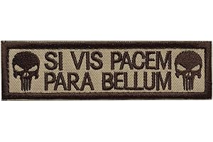 TOPPATCH Ohrong Toppa tattica morale con teschio, fascia da braccio ricamata SI VIS Pacem para Bellum, per cappelli, borse, giacche, con chiusura a gancio e anello (cachi)