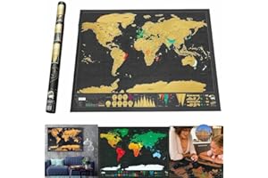 REPLOOD Mappa Del Mondo Mappamondo Da Grattare Cartina Geografica Viaggia Vacanza Poster 81x58 cm